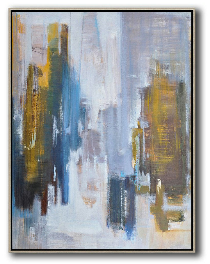 Large Abstract Art,Oversized Abstract Landscape Painting,Abstract Art Decor,Contemporary Painting,Yellow,White,Blue,Brown.etc